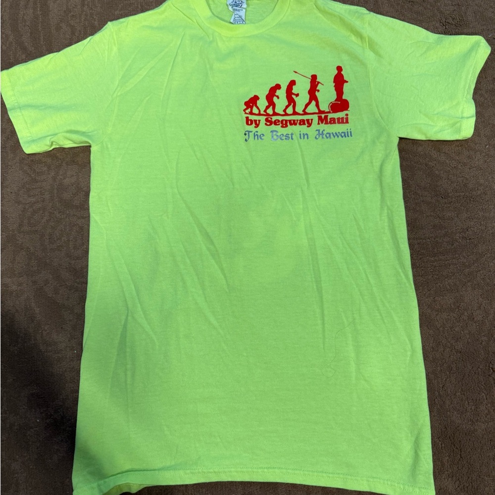 Delta Neon Green Short Sleeve Tee with Red Graphic